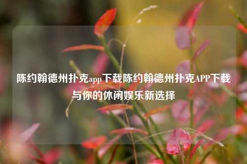 陈约翰德州扑克app下载陈约翰德州扑克APP下载与你的休闲娱乐新选择