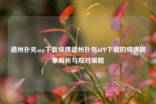 德州扑克app下载烧牌德州扑克APP下载的烧牌现象解析与应对策略