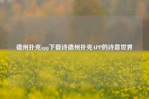 德州扑克app下载诗德州扑克APP的诗意世界