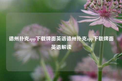 德州扑克app下载牌面英语德州扑克app下载牌面英语解读