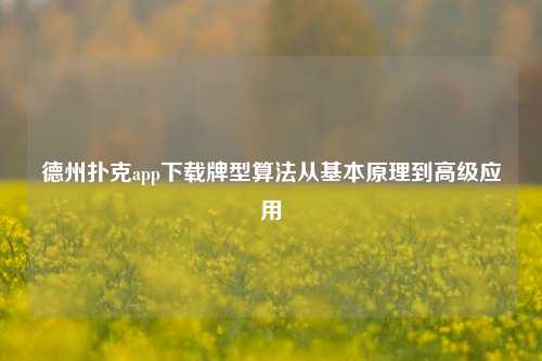 德州扑克app下载牌型算法从基本原理到高级应用