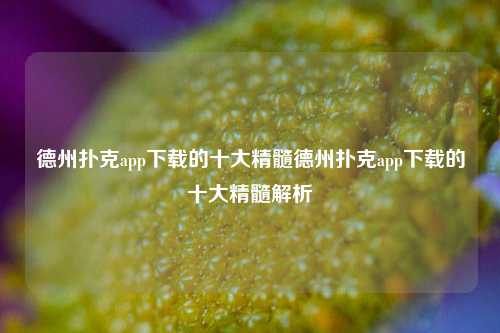 德州扑克app下载的十大精髓德州扑克app下载的十大精髓解析