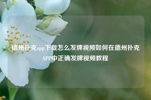 德州扑克app下载怎么发牌视频如何在德州扑克APP中正确发牌视频教程