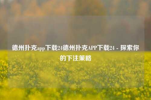 德州扑克app下载24德州扑克APP下载24 - 探索你的下注策略