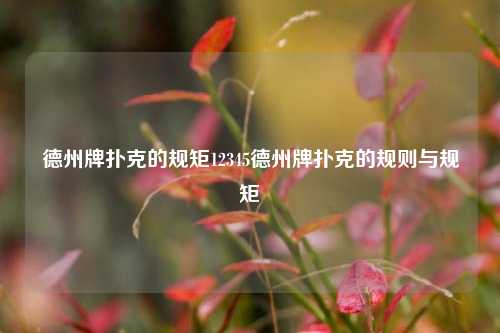 德州牌扑克的规矩12345德州牌扑克的规则与规矩