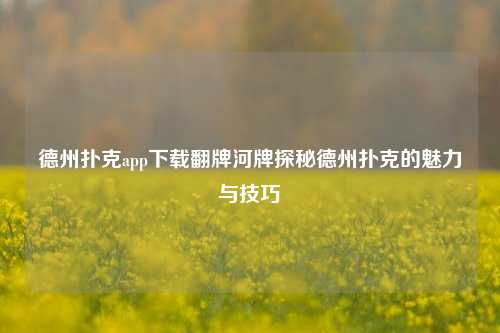 德州扑克app下载翻牌河牌探秘德州扑克的魅力与技巧