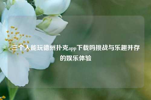 三个人能玩德州扑克app下载吗挑战与乐趣并存的娱乐体验