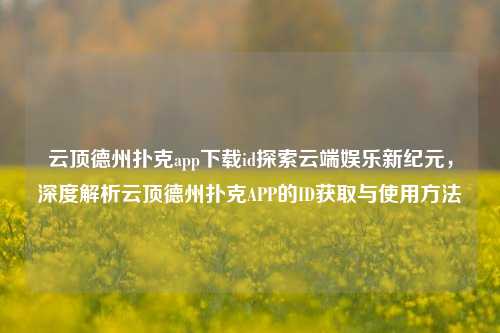 云顶德州扑克app下载id探索云端娱乐新纪元，深度解析云顶德州扑克APP的ID获取与使用方法
