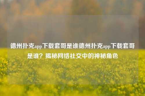 德州扑克app下载套哥是谁德州扑克app下载套哥是谁？揭秘网络社交中的神秘角色