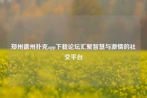 郑州德州扑克app下载论坛汇聚智慧与激情的社交平台