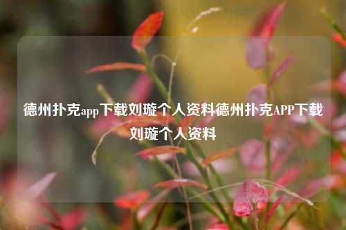 德州扑克app下载刘璇个人资料德州扑克APP下载刘璇个人资料