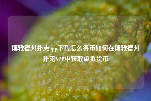博雅德州扑克app下载怎么得币如何在博雅德州扑克APP中获取虚拟货币