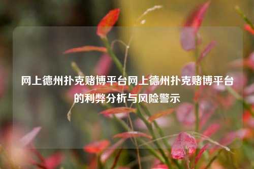 网上德州扑克赌博平台网上德州扑克赌博平台的利弊分析与风险警示