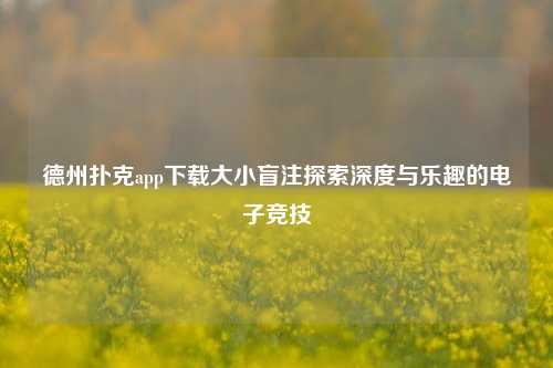 德州扑克app下载大小盲注探索深度与乐趣的电子竞技