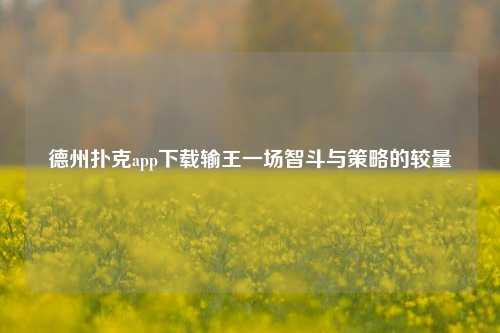 德州扑克app下载输王一场智斗与策略的较量