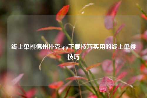 线上单挑德州扑克app下载技巧实用的线上单挑技巧