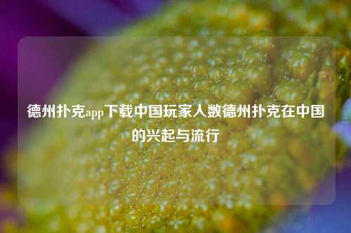 德州扑克app下载中国玩家人数德州扑克在中国的兴起与流行