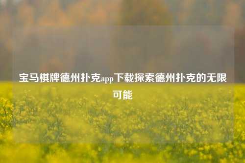 宝马棋牌德州扑克app下载探索德州扑克的无限可能
