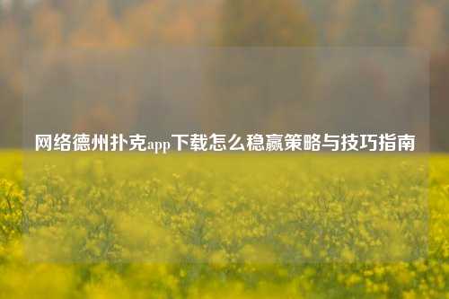 网络德州扑克app下载怎么稳赢策略与技巧指南