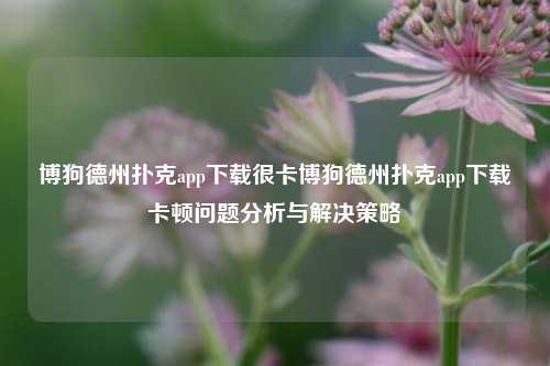 博狗德州扑克app下载很卡博狗德州扑克app下载卡顿问题分析与解决策略