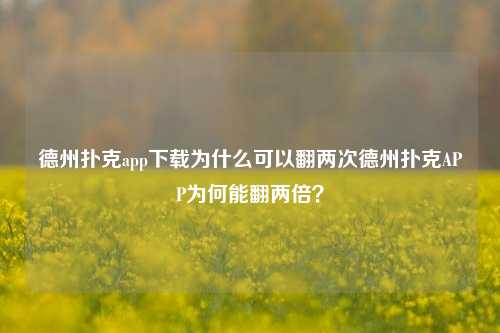 德州扑克app下载为什么可以翻两次德州扑克APP为何能翻两倍？