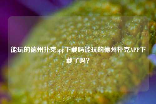 能玩的德州扑克app下载吗能玩的德州扑克APP下载了吗？