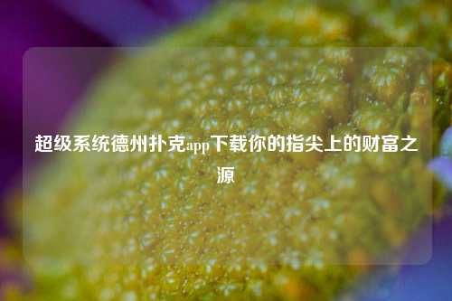 超级系统德州扑克app下载你的指尖上的财富之源