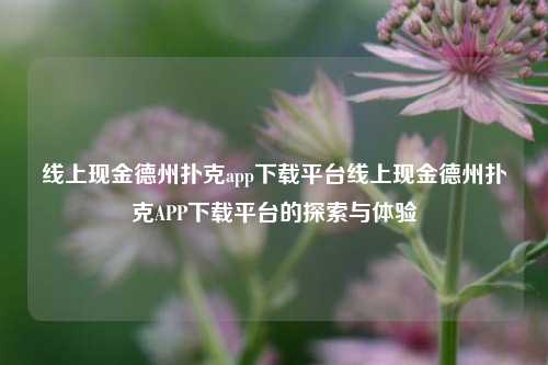 线上现金德州扑克app下载平台线上现金德州扑克APP下载平台的探索与体验