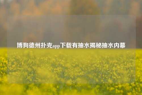 博狗德州扑克app下载有抽水揭秘抽水内幕