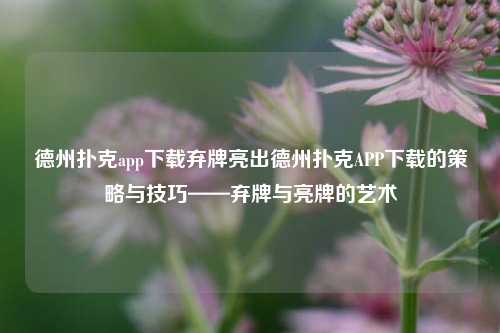 德州扑克app下载弃牌亮出德州扑克APP下载的策略与技巧——弃牌与亮牌的艺术