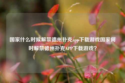 国家什么时候解禁德州扑克app下载游戏国家何时解禁德州扑克APP下载游戏？