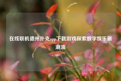 在线联机德州扑克app下载游戏探索数字娱乐新潮流