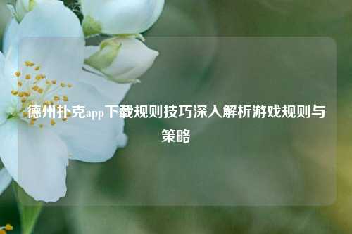 德州扑克app下载规则技巧深入解析游戏规则与策略