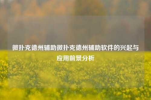微扑克德州辅助微扑克德州辅助软件的兴起与应用前景分析
