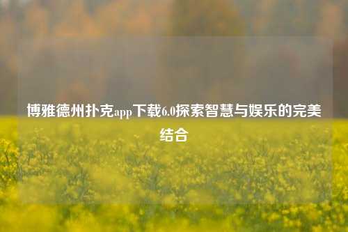 博雅德州扑克app下载6.0探索智慧与娱乐的完美结合
