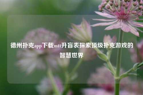 德州扑克app下载mtt升盲表探索顶级扑克游戏的智慧世界