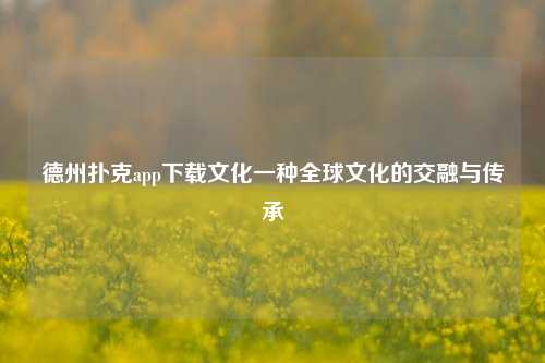 德州扑克app下载文化一种全球文化的交融与传承