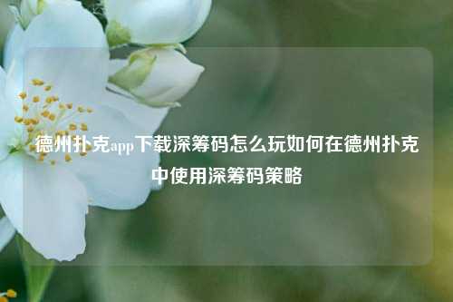 德州扑克app下载深筹码怎么玩如何在德州扑克中使用深筹码策略