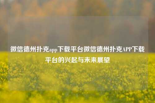 微信德州扑克app下载平台微信德州扑克APP下载平台的兴起与未来展望