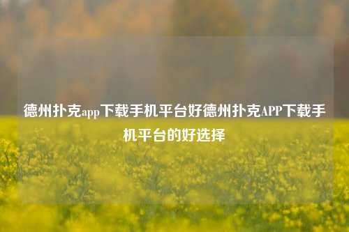 德州扑克app下载手机平台好德州扑克APP下载手机平台的好选择