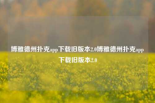 博雅德州扑克app下载旧版本2.0博雅德州扑克app下载旧版本2.0