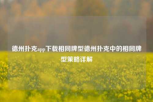 德州扑克app下载相同牌型德州扑克中的相同牌型策略详解