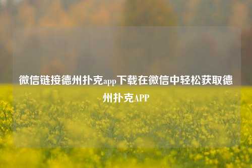 微信链接德州扑克app下载在微信中轻松获取德州扑克APP