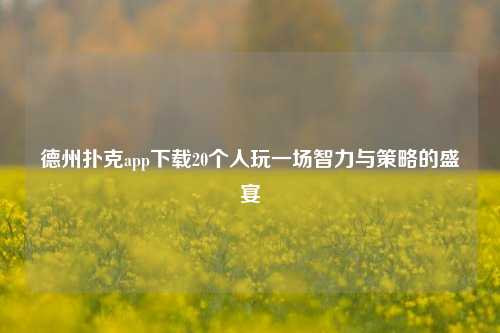德州扑克app下载20个人玩一场智力与策略的盛宴
