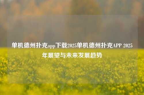 单机德州扑克app下载2025单机德州扑克APP 2025年展望与未来发展趋势