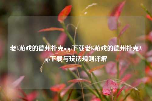 老k游戏的德州扑克app下载老K游戏的德州扑克App下载与玩法规则详解