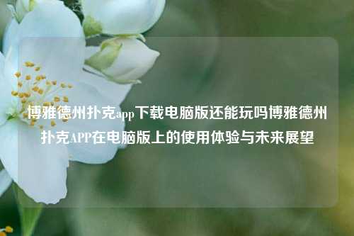 博雅德州扑克app下载电脑版还能玩吗博雅德州扑克APP在电脑版上的使用体验与未来展望