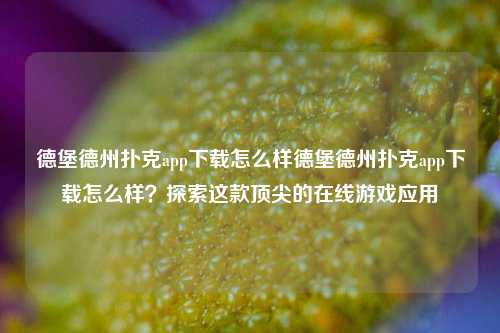 德堡德州扑克app下载怎么样德堡德州扑克app下载怎么样？探索这款顶尖的在线游戏应用