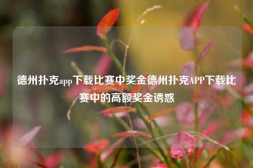德州扑克app下载比赛中奖金德州扑克APP下载比赛中的高额奖金诱惑