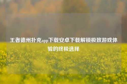 王者德州扑克app下载安卓下载解锁极致游戏体验的终极选择